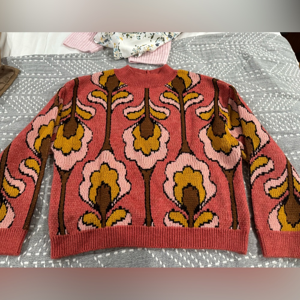 Mango slightly cropped mockneck sweater.